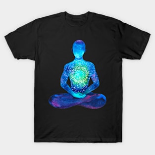 Cosmic Calm in Stillness - Meditation Yoga Watercolor T-Shirt